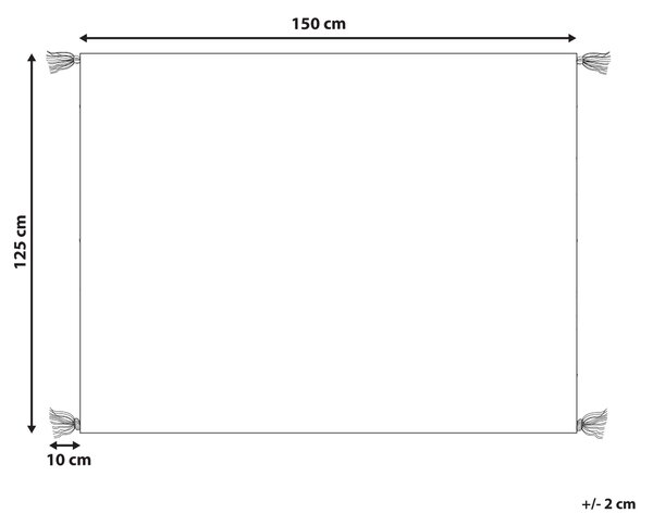 Deka biela a sivá bavlnená 125 x 150 cm pruhovaná so vzorom koníkov so strapcami boho