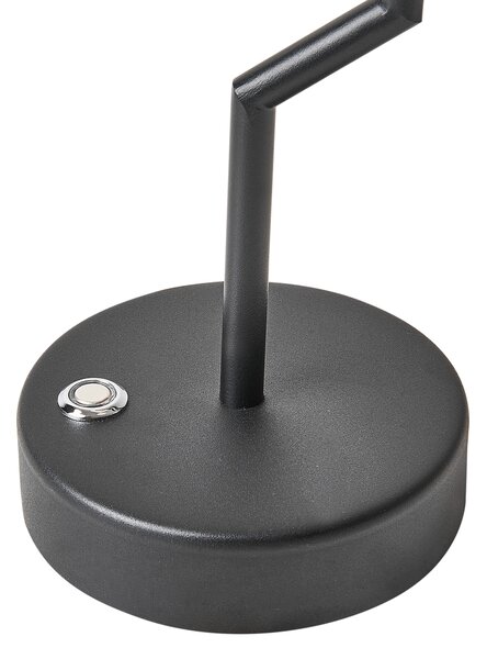 Stolná lampa čierna železo hliník s dotykovým vypínačom nabíjanie cez USB kábel bezdrôtová moderný štýl interiér exteriér