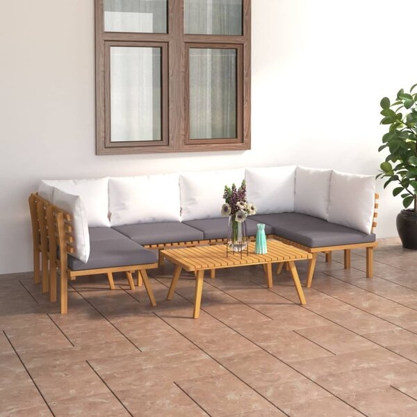 Maison Exclusive – 7-dielna záhradná súprava s vankúšmi z masívneho dreva akácie