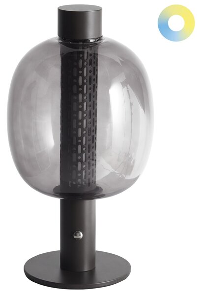 Stolná LED lampa čierna bezdrôtová hliníková sklenené tienidlo moderné osvetlenie do interiéru