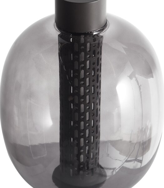 Stolná LED lampa čierna bezdrôtová hliníková sklenené tienidlo moderné osvetlenie do interiéru