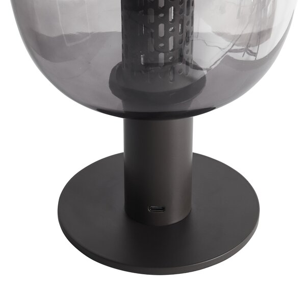 Stolná LED lampa čierna bezdrôtová hliníková sklenené tienidlo moderné osvetlenie do interiéru