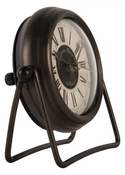Hnedé antik kovové stolné hodiny Paris - 12*5*11 cm / 1*AA - Clayre & Eef