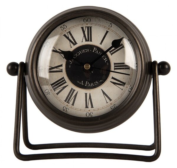 Hnedé antik kovové stolné hodiny Paris - 12*5*11 cm / 1*AA - Clayre & Eef