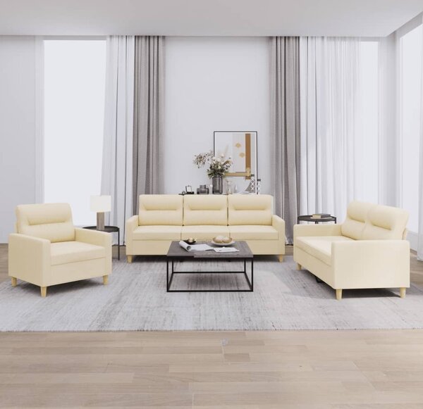 Maison Exclusive – 3-dielna sedacia súprava s vankúšmi, krémová látka