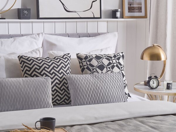 Sada 2 dekoratívnych vankúšov sivá polyester 30 x 50 cm obdĺžnikový tvar bez vzoru moderný klasický štýl doplnky
