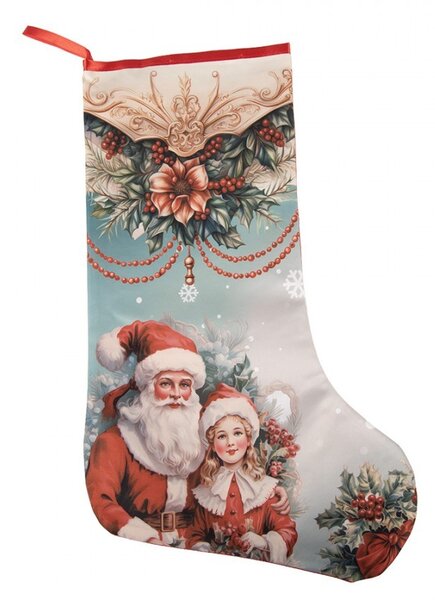 Vianočná pančucha Santa s dievčatkom L - 29*1*48 cm - Clayre & Eef