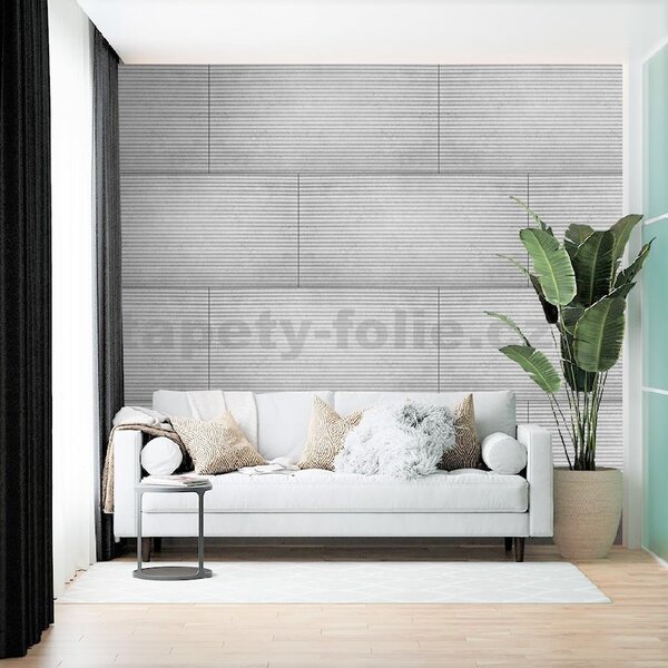 Stropné panely 3D XPS 4514, rozmer 100 cm x 50 cm, BETÓN STRIPES svetlo sivý s vlnkami , IMPOL TRADE