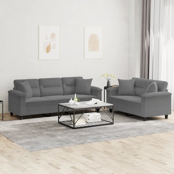 Maison Exclusive – 2-dielna sedacia súprava s vankúšmi, tmavošedá mikrovlákna