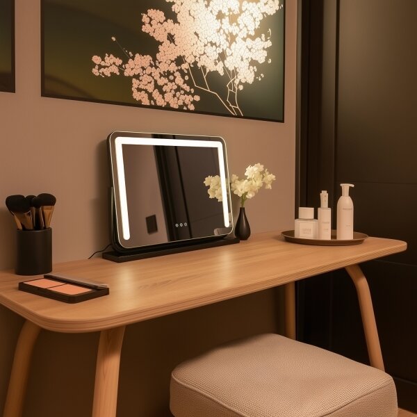 BRILAGI - LED stmievateľné make-up zrkadlo CALIFORNIA LED/22W/230V 58x43 cm čierna