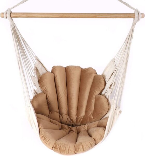 Love Gifts® Závesné kreslo s 2 vankúšmi v tvare škrupiny a sadou háčikov na strop 130/100 cm - nosnosť 150 kg, závesné kreslo pre dospelých a deti, závesné sedadlo