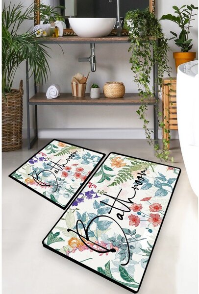 Kúpeľňové predložky v súprave 2 ks 60x100 cm Green In Flower – Foutastic