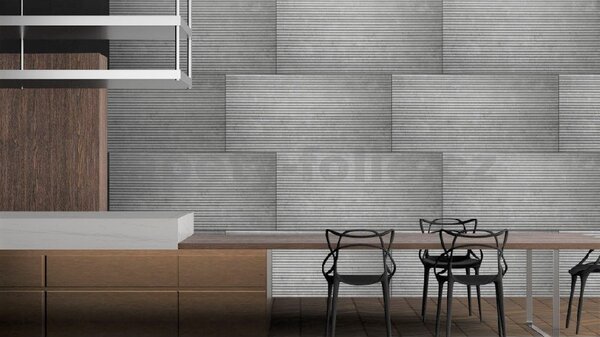 Stropné panely 3D XPS 4614, rozmer 100 cm x 50 cm, BETÓN STRIPES sivý s vlnkami , IMPOL TRADE