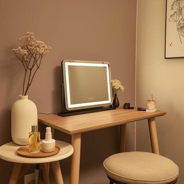 BRILAGI - LED stmievateľné make-up zrkadlo CALIFORNIA LED/25W/230V 55x44 cm čierne