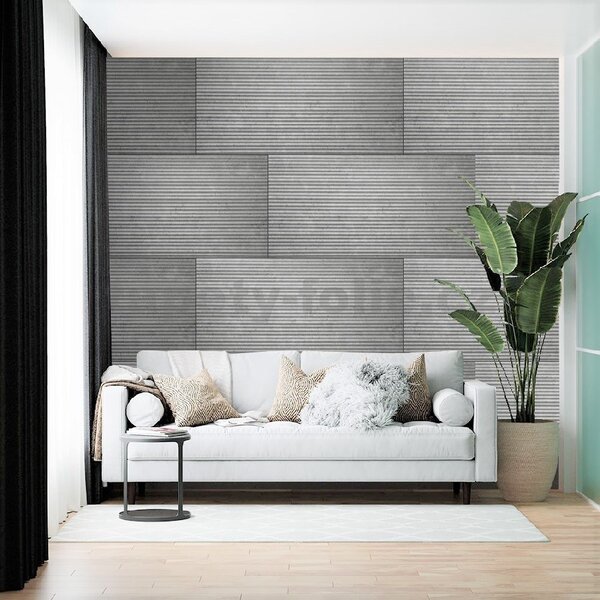 Stropné panely 3D XPS 4614, rozmer 100 cm x 50 cm, BETÓN STRIPES sivý s vlnkami , IMPOL TRADE
