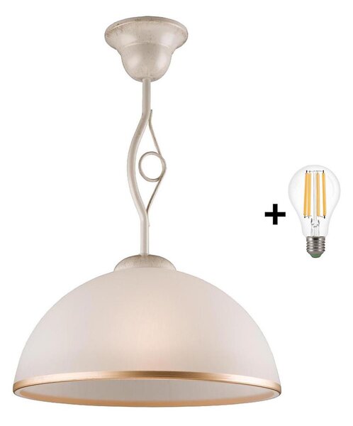 Brilagi - LED Luster na tyči ANTICO 1xE27/60W/230V biela patina