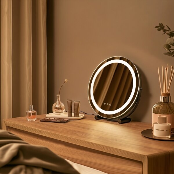 BRILAGI - LED stmievateľné zrkadlo na líčenie CALIFORNIA LED/17W/230V pr. 42 cm čierna