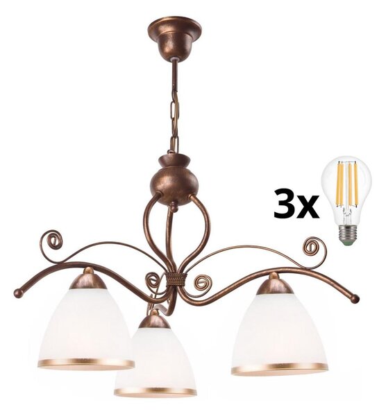 Brilagi - LED Luster na reťazi ANTICO 3xE27/60W/230V bronz patina