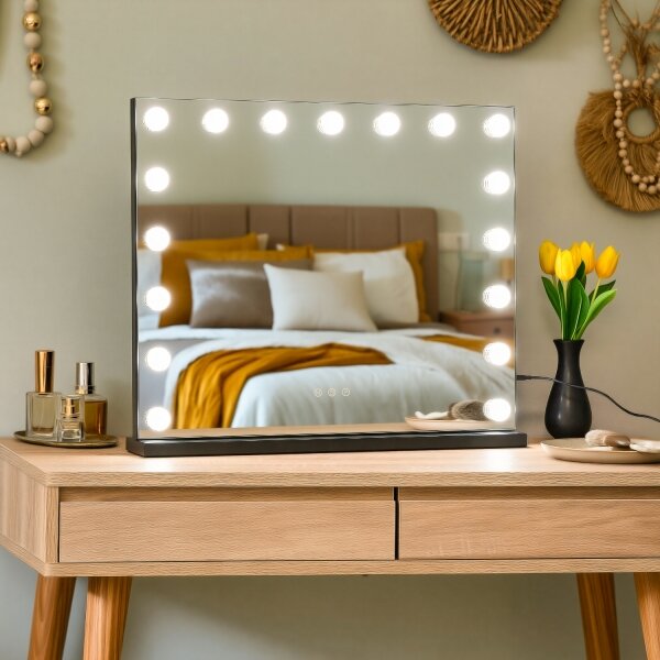 BRILAGI - LED Stmievateľné make-up zrkadlo HOLLYWOOD LED/15W/230V 60x50 cm čierna