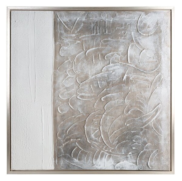 Dekorstudio Dekoračný obraz na plátne s motívom abstraktného reliéfu 80x80cm - biely