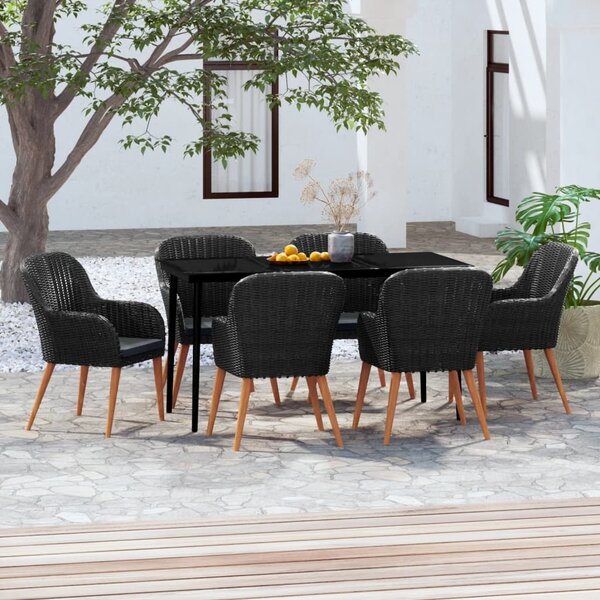 Maison Exclusive – 7-dielna záhradná jedálenská súprava s vankúšmi, čierna