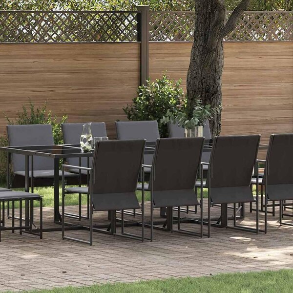 Maison Exclusive - Záhradný jedálenský set 13 pcs Čierna Oceľ