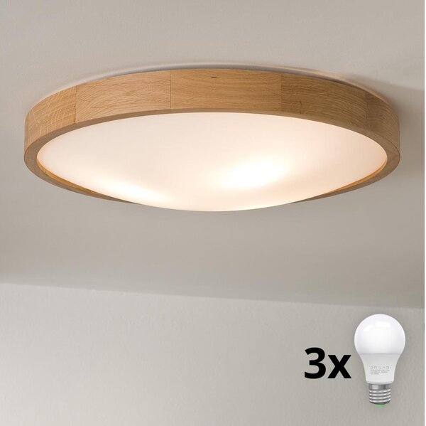 Brilagi - LED stropné svietidlo CARVALHO SLIM 3xE27/15W/230V, dub, priemer 47 cm