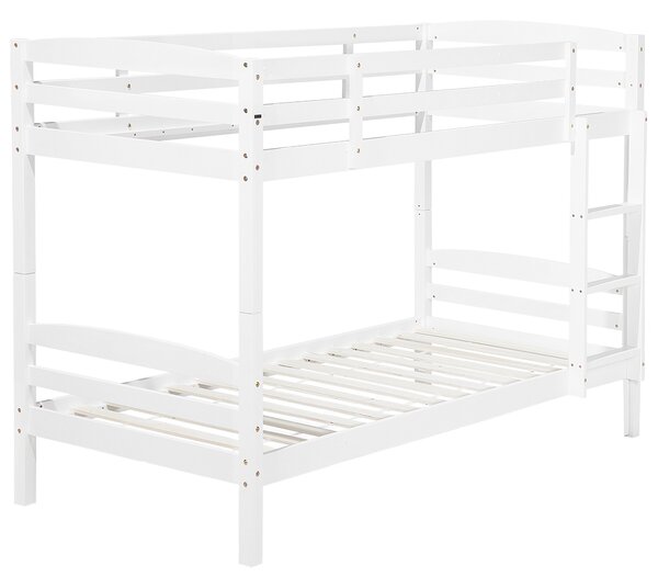 Poschodová posteľ biela borovicové drevo 90 x 200 cm lamely s rebríkom detská izba