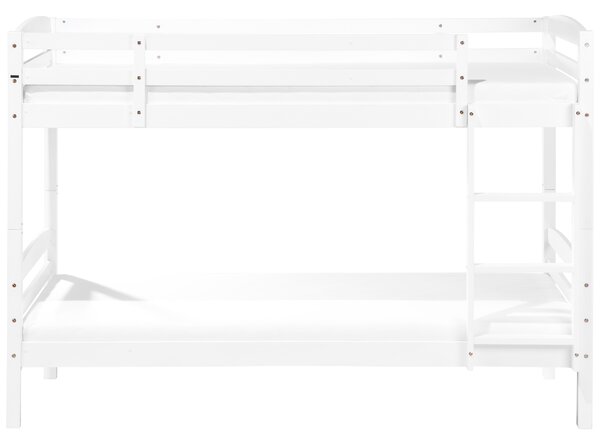 Poschodová posteľ biela borovicové drevo 90 x 200 cm lamely s rebríkom detská izba