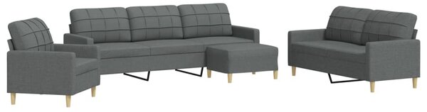 Maison Exclusive – 4-dielna sedacia súprava s podnožkou, tmavosivá látka