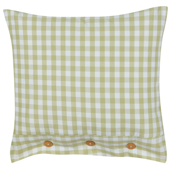 Dekoratívny vankúš olivovozelený a biely kockovaný vzor 45 x 45 cm gombíky moderný bytový doplnok spálňa obývačka