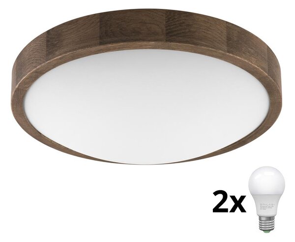 Brilagi - LED Stropné svietidlo CARVALHO SLIM 2xE27/60W/230V dub orech pr. 37 cm