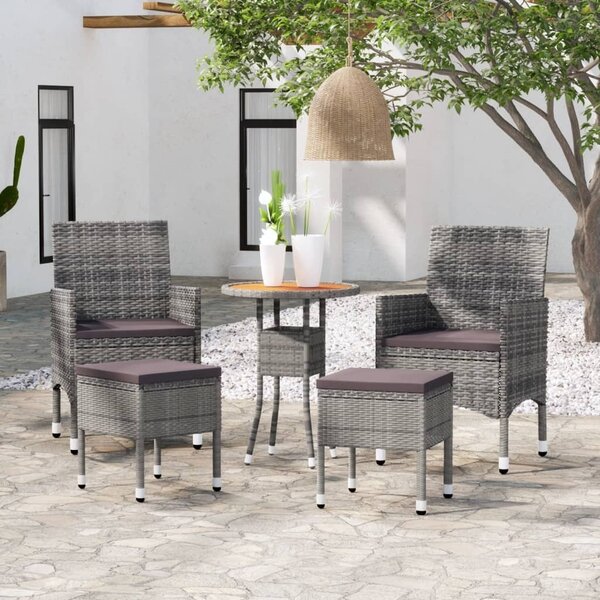 Maison Exclusive – 5-dielna záhradná súprava z polyrotangu v šedej farbe
