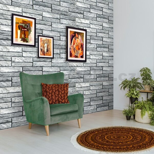 Obkladové panely 3D PVC TP10019926, rozmer 955 x 476 mm, kameň sivý, GRACE