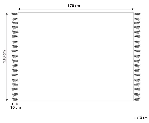 Bavlnená deka čierna bavlna 130 x 170 cm kockovaný vzor ozdobné strapce ručná výroba