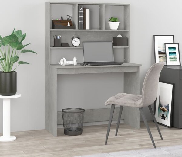 Maison Exclusive - písací stôl s policou betónovo sivý 102x45x148 cm drevený materiál
