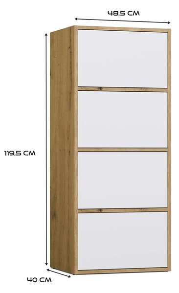 TP Living Komoda Alma 50 cm biela/dub artisan