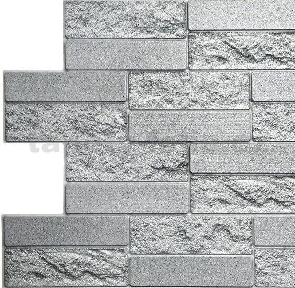 Obkladové panely 3D PVC TP10019927, rozmer 980 x 490 mm, pieskovcový kameň sivý, GRACE