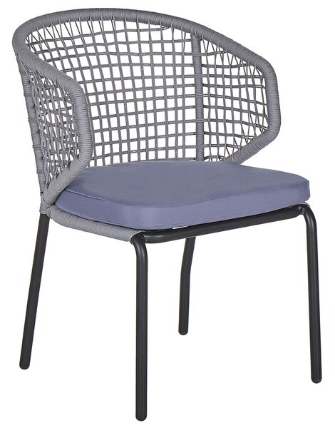 Záhradná bistro sada svetlé drevo sivá čierna 60 x 60 cm štvorcový stôl 2 pletené stoličky rustikálny moderný štýl exteriér