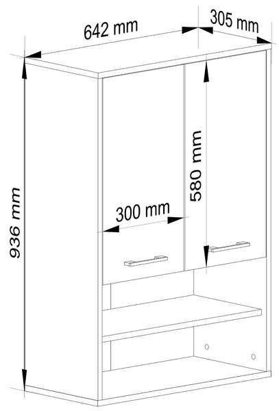 Ak furniture Závesná kúpeľňová skrinka Fin W64 2D 64 cm biela/dub sonoma