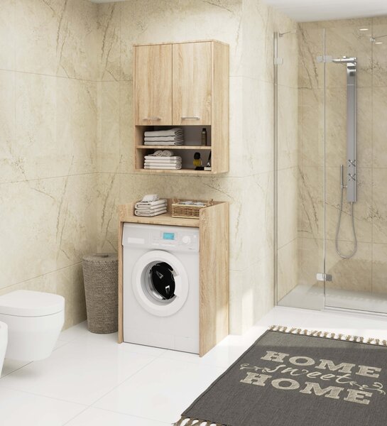 Ak furniture Závesná kúpeľňová skrinka Fin W64 2D 64 cm dub sonoma