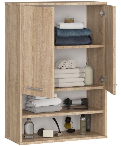 Ak furniture Závesná kúpeľňová skrinka Fin W64 2D 64 cm dub sonoma