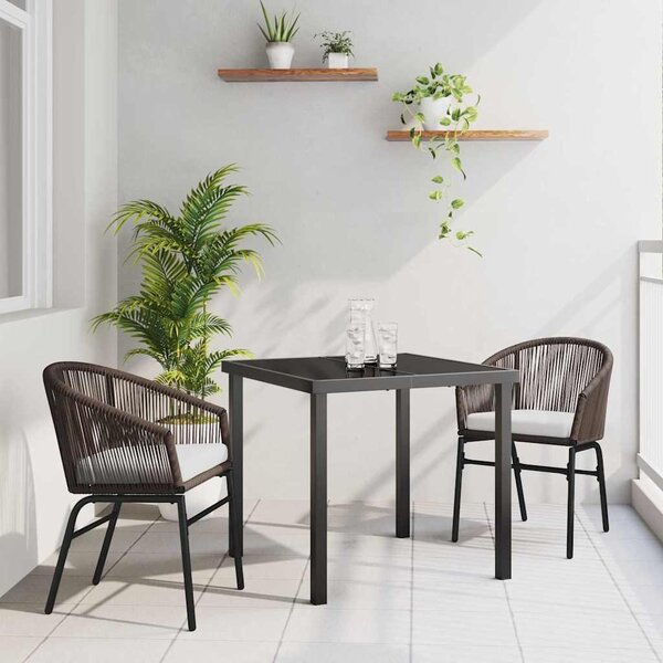 Maison Exclusive – záhradná jedálenská súprava, 3 kusy, hnedá, oceľ s práškovým nástrekom