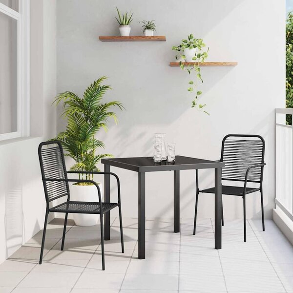 Maison Exclusive – záhradná jedálenská súprava, 3 kusy, čierna, oceľ s práškovou povrchovou úpravou