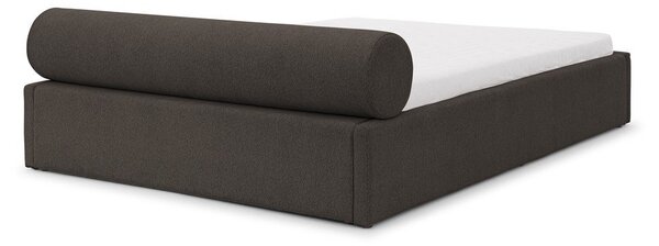Tmavosivá čalúnená dvojlôžková posteľ s úložným priestorom s roštom 160x200 cm Cille – Ropez