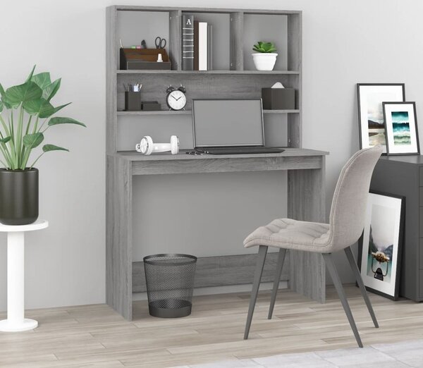 Maison Exclusive - Písací stôl s policou Šedá Sonoma 102x45x148 cm Drevený materiál
