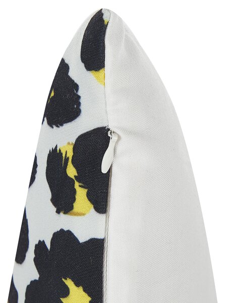 Sada 2 vonkajších vankúšov čiernobiely polyester 45 x 45 cm leopardí vzor záhradná terasa