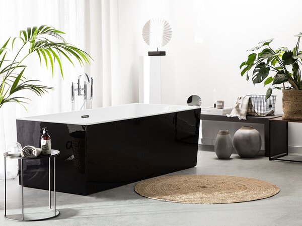 Voľne stojaca vaňa čierna biela 170 x 81 cm obdĺžnikový tvar pre 1 osobu moderný štýl kúpeľňa