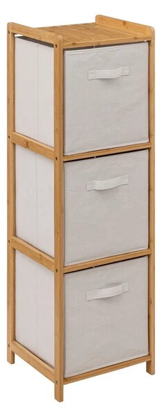 Polička do kúpeľne Tidy Box3, biela/s drevenými prvkami