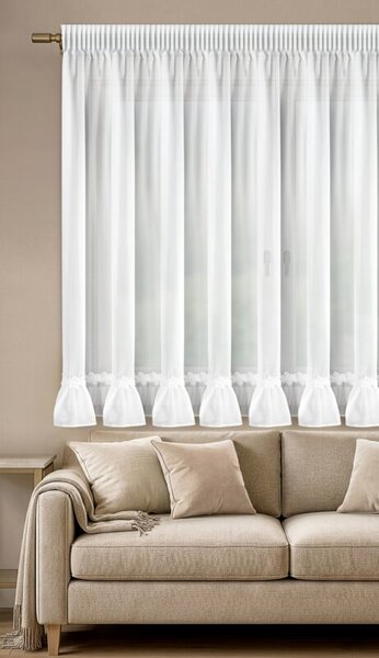 Dekorstudio Vianočná záclona s vyšívanými vločkami 350x160cm - biela